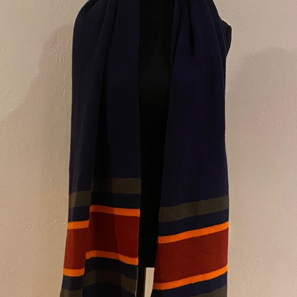 Marine Layer Navy and Orange Striped Scarf
